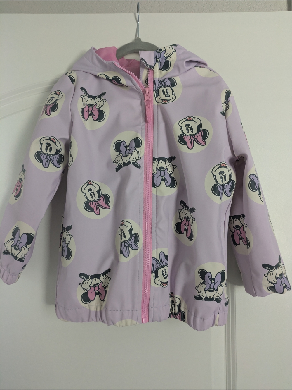 Disney Girls' Lavender Minnie Mouse Raincoat with Pink Trim
